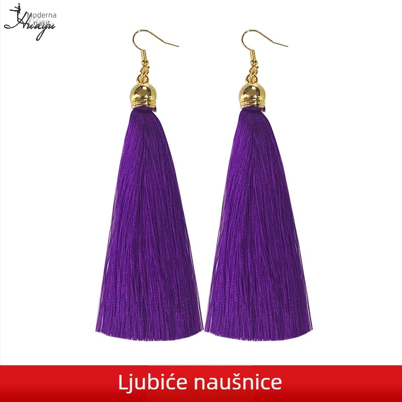 Naušnice s resicama, Xiaoxiangfeng stil, svjež i sladak dizajn, za žene, titanijske igle, premaz sprejom