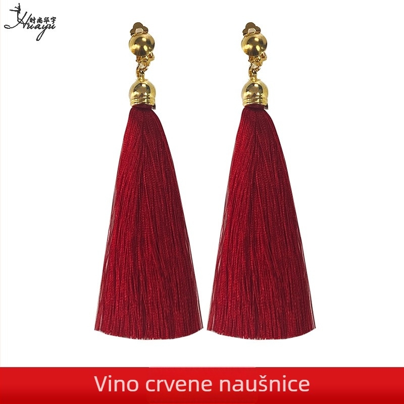 Naušnice s resicama, Xiaoxiangfeng stil, svjež i sladak dizajn, za žene, titanijske igle, premaz sprejom