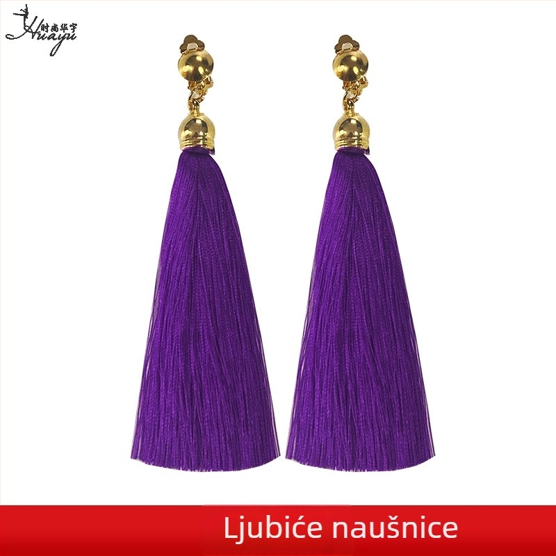 Naušnice s resicama, Xiaoxiangfeng stil, svjež i sladak dizajn, za žene, titanijske igle, premaz sprejom