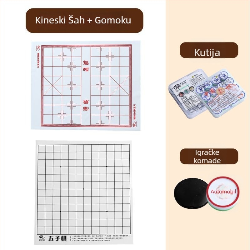 Set stolnih igara s šahom, Gomoku i zračnim šahom - plastična konstrukcija, prenosna darovna kutija, za starije od 61 godina