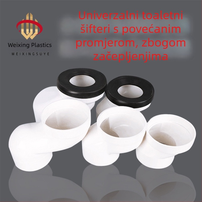 PVC spoj za WC cijev s prilagodljivim pomakom, kutni spoj za pomicanje WC-a, debljina zida 3 mm