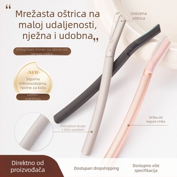 Trimer za obrve od cinkovog legura za muškarce i žene, vrhunski sigurni brijač za obrve s zamjenjivim oštricama