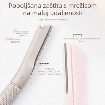 Trimer za obrve od cinkovog legura za muškarce i žene, vrhunski sigurni brijač za obrve s zamjenjivim oštricama