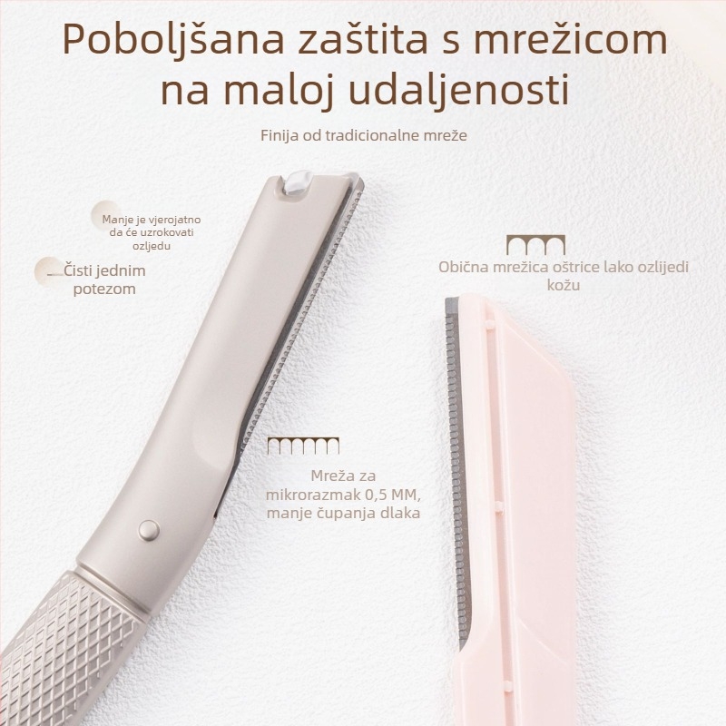 Trimer za obrve od cinkovog legura za muškarce i žene, vrhunski sigurni brijač za obrve s zamjenjivim oštricama