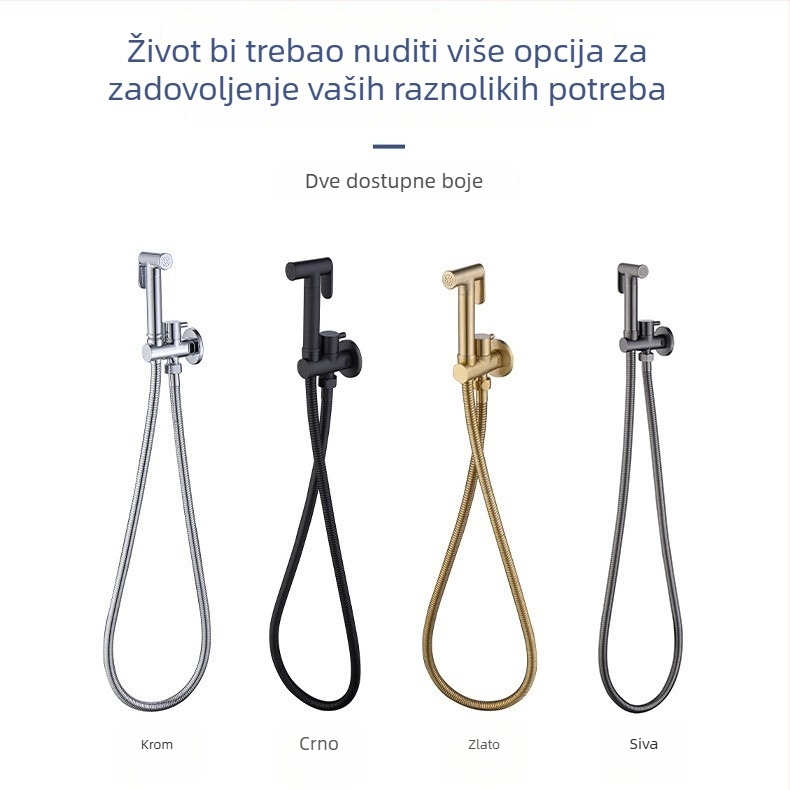 Kutni ventil s pištolom za bidet, zidna montaža, jedan otvor, bakar/nehrđajući čelik, unutarnji promjer 4 točke, pod pritiskom