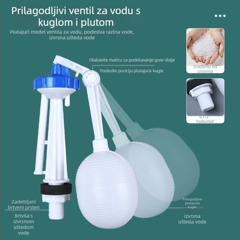 Ventil za dovod vode u WC spremnik — plastični; serija ventila za dovod vode; gumb tip; OEM proizvodnja; moderan minimalistički stil