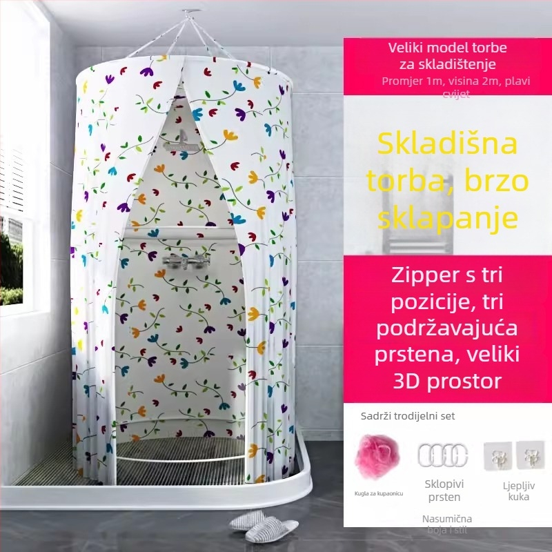 Kružni tuš šator za kupaonicu, poliester, moderan stil, japanski uzorak cartoon, prilagodba loga dostupna