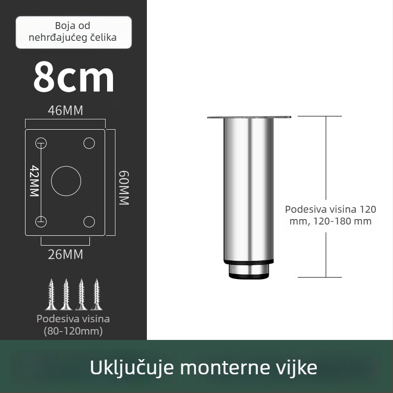 Nerđajući čelični noga namještaja za kauč i TV komodu, model 2548, moderan stil, elektroplatiranje