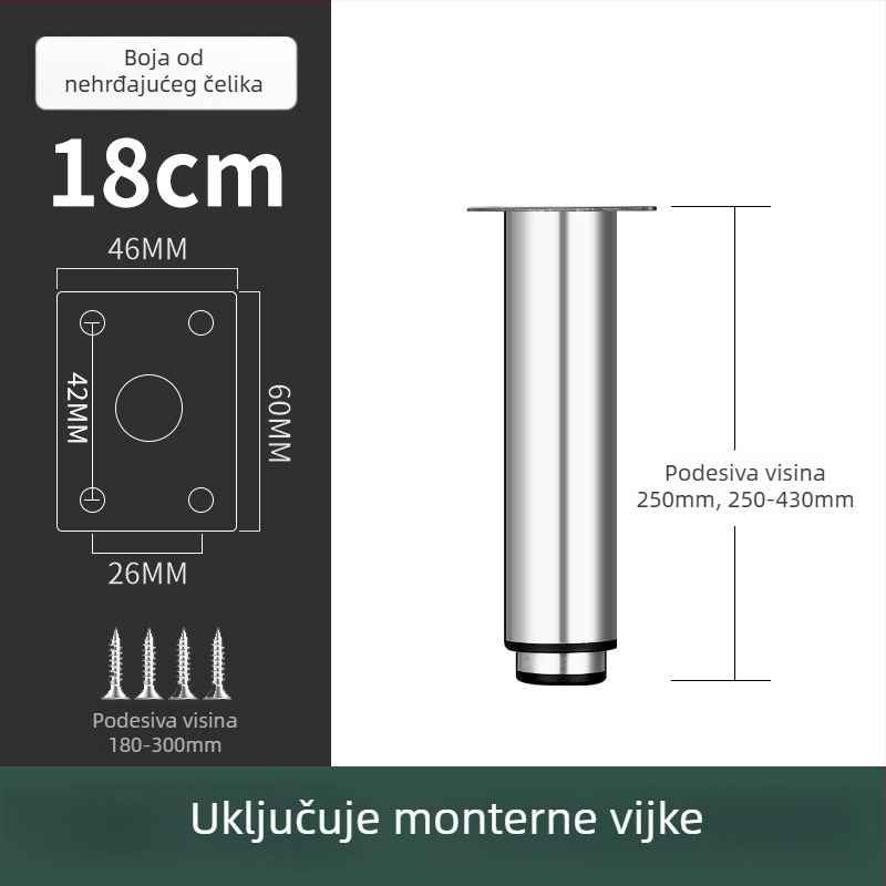 Nerđajući čelični noga namještaja za kauč i TV komodu, model 2548, moderan stil, elektroplatiranje