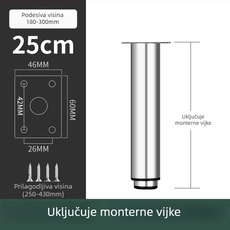 Nerđajući čelični noga namještaja za kauč i TV komodu, model 2548, moderan stil, elektroplatiranje
