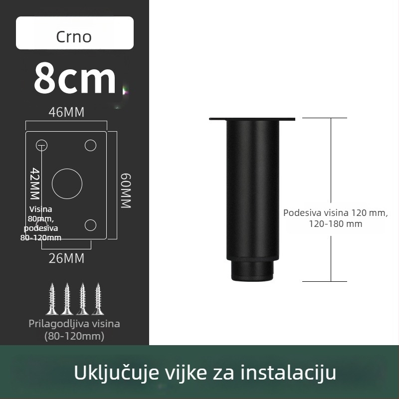 Nerđajući čelični noga namještaja za kauč i TV komodu, model 2548, moderan stil, elektroplatiranje