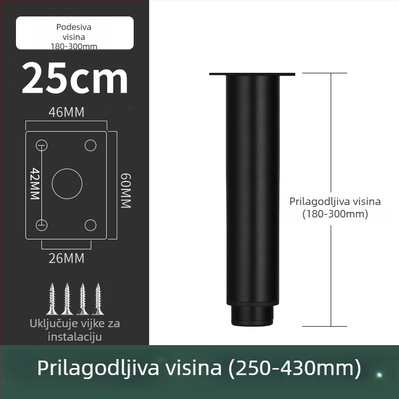 Nerđajući čelični noga namještaja za kauč i TV komodu, model 2548, moderan stil, elektroplatiranje
