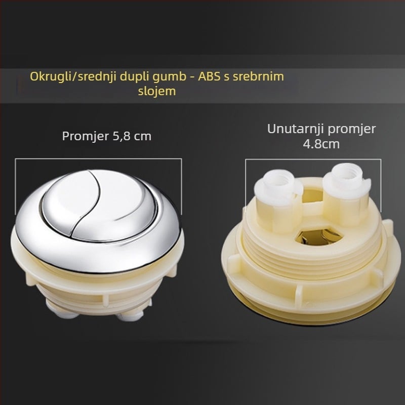 Gumb za WC – dvostruki pritisak, univerzalna kompatibilnost, ABS materijal, kružni oblik