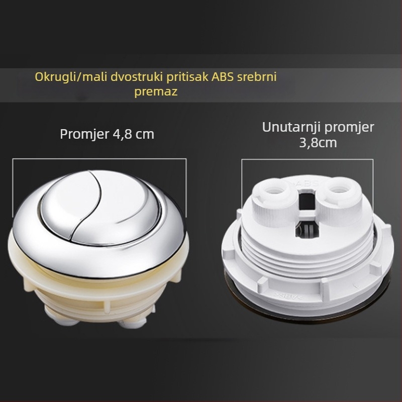 Gumb za WC – dvostruki pritisak, univerzalna kompatibilnost, ABS materijal, kružni oblik