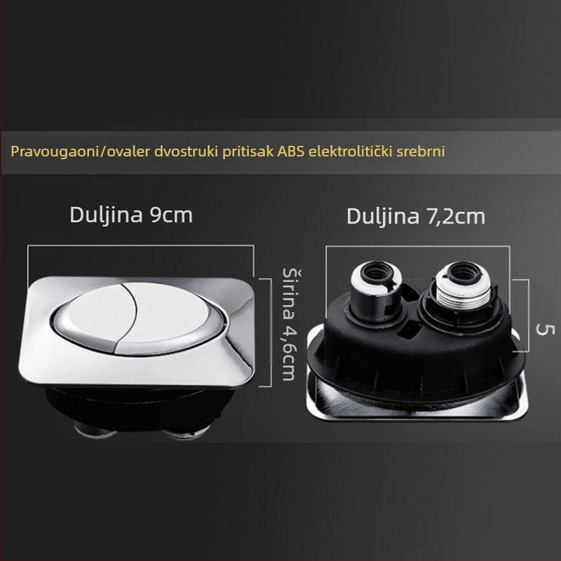 Gumb za WC – dvostruki pritisak, univerzalna kompatibilnost, ABS materijal, kružni oblik