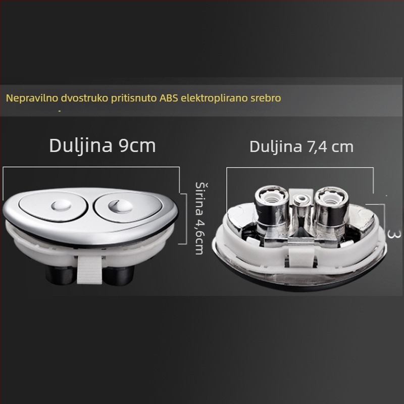 Gumb za WC – dvostruki pritisak, univerzalna kompatibilnost, ABS materijal, kružni oblik