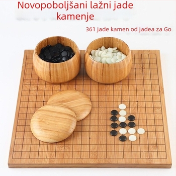 Set Go, Gomoku i kineskog šaha s dvostrano drvenom pločom, komadi od imitacije nefrita, uključuje knjige