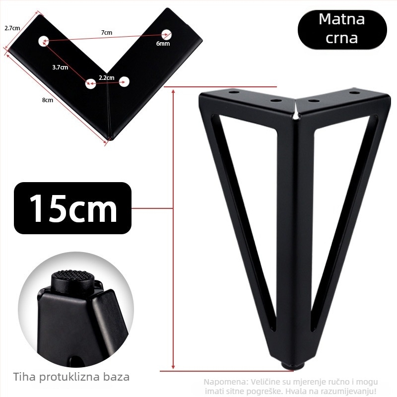 HX005 Nožni podizač za namještaj od hladno valjanog čelika, moderan minimalistički stil, završni premaz elektroplatingom u prahu, za kauče, stolove za kavu i TV ormariće