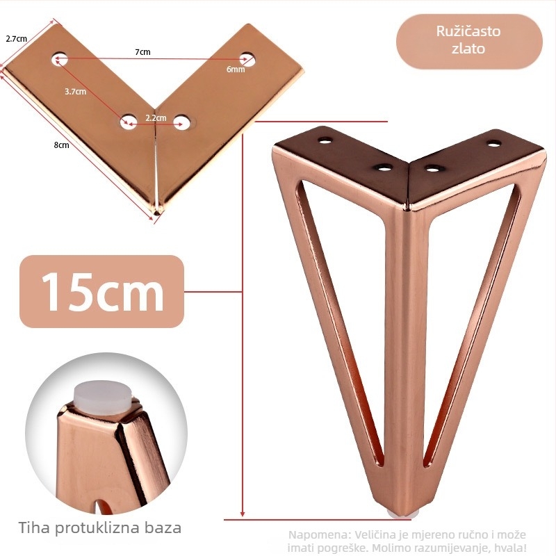 HX005 Nožni podizač za namještaj od hladno valjanog čelika, moderan minimalistički stil, završni premaz elektroplatingom u prahu, za kauče, stolove za kavu i TV ormariće