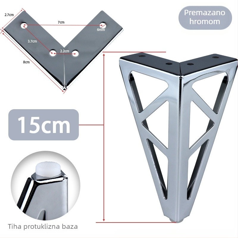 HX005 Nožni podizač za namještaj od hladno valjanog čelika, moderan minimalistički stil, završni premaz elektroplatingom u prahu, za kauče, stolove za kavu i TV ormariće