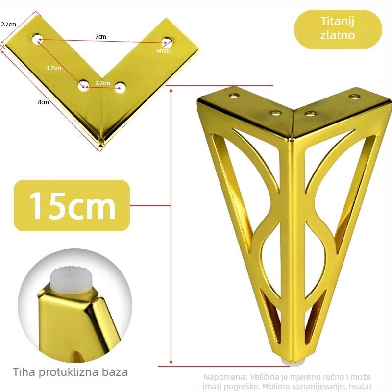 HX005 Nožni podizač za namještaj od hladno valjanog čelika, moderan minimalistički stil, završni premaz elektroplatingom u prahu, za kauče, stolove za kavu i TV ormariće