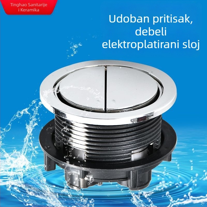 Gumb za spremnik toaleta, dvostruki pritisak za univerzalno ispiranje, elektroplatirani završni sloj, OEM, za montažu