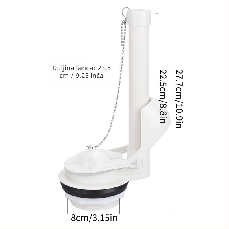 WC splašni ventil - bakar i ABS; injekcijsko prešanje + obrada; ručna uporaba; univerzalni dodatak za spremnik vode