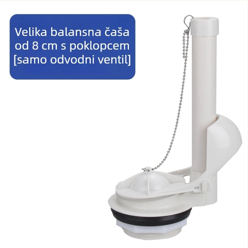WC splašni ventil - bakar i ABS; injekcijsko prešanje + obrada; ručna uporaba; univerzalni dodatak za spremnik vode