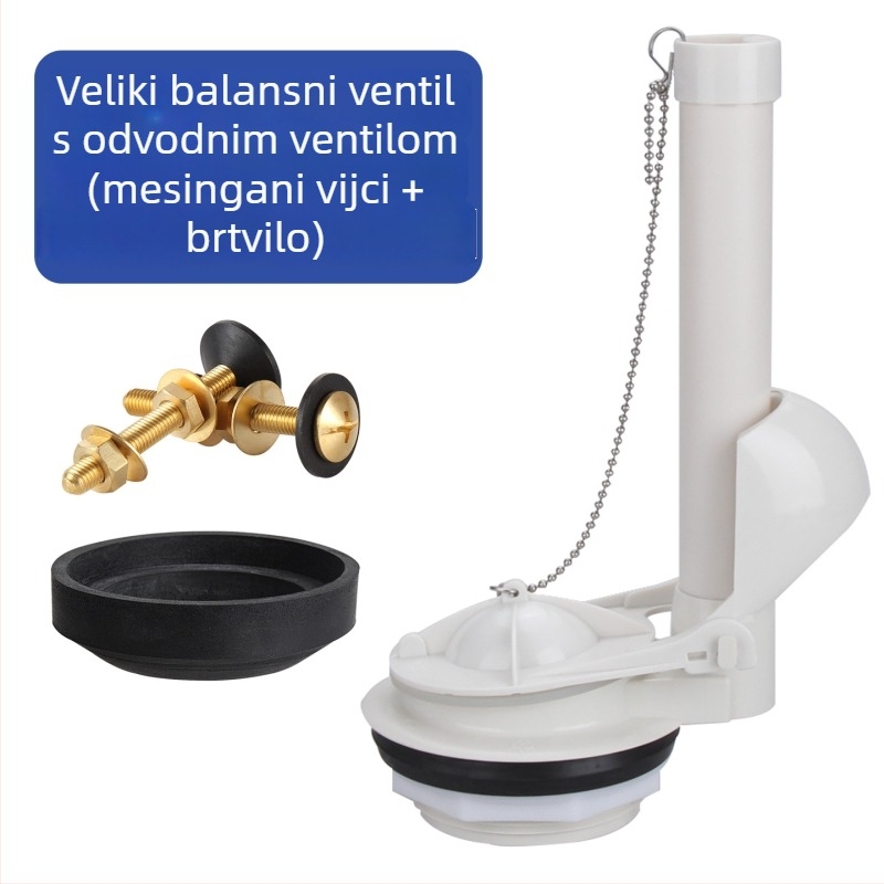 WC splašni ventil - bakar i ABS; injekcijsko prešanje + obrada; ručna uporaba; univerzalni dodatak za spremnik vode