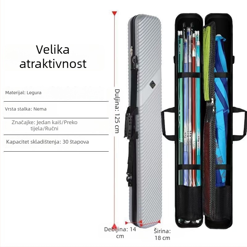 Nova tvrda futrola za štapove za ribolov, pravokutna vodootporna torba za pohranu