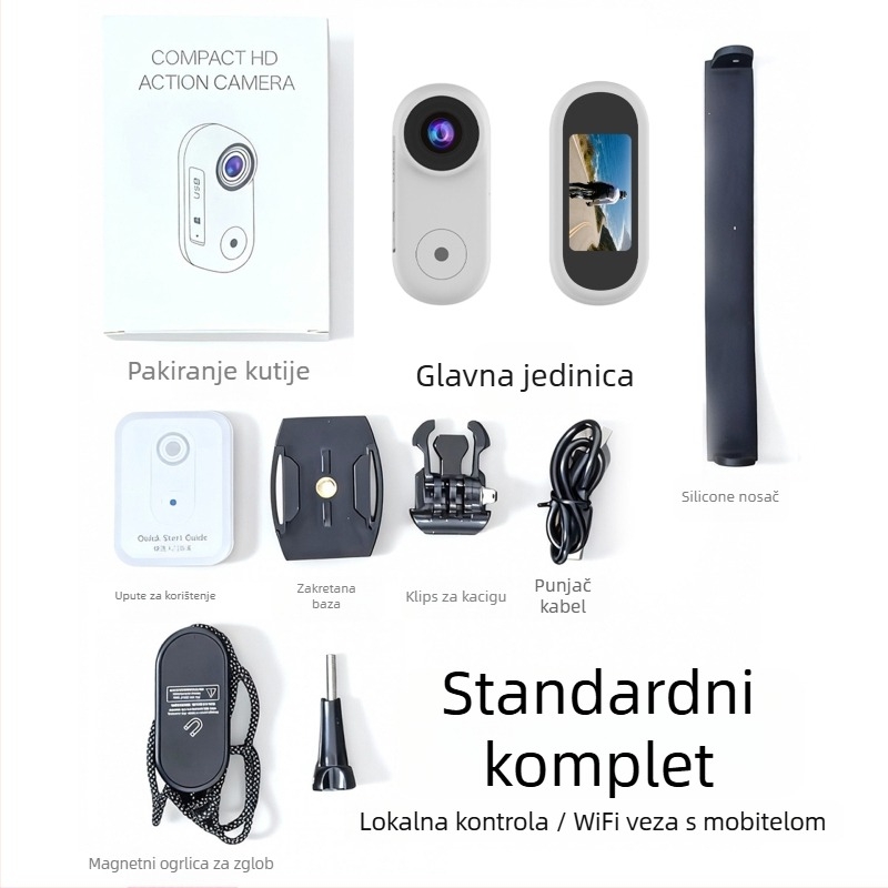 Prstna sportska kamera s magnetskim držanjem, 1,47-inčni HD zaslon, GC2083 objektiv 160°, 5–12 MP, TF kartica