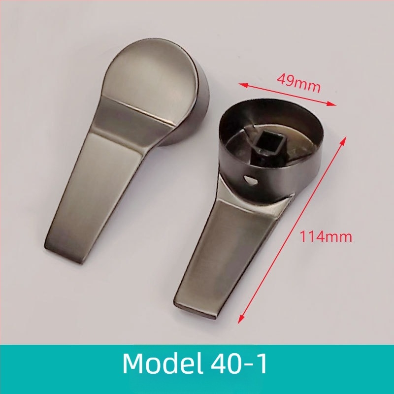 Ručka ventila — prekidač; cinkova legura s premazom; povlačenje gore-dolje; voda teče lijevo-desno; moderan minimalistički stil.