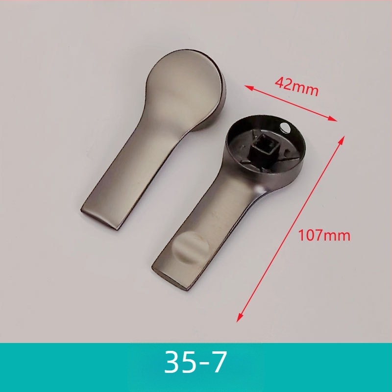 Ručka ventila — prekidač; cinkova legura s premazom; povlačenje gore-dolje; voda teče lijevo-desno; moderan minimalistički stil.