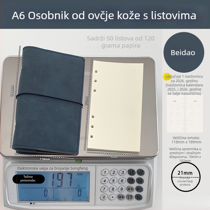 Bilježnica s razdvojenim listovima, PU ovčja koža omot, kreativni stil, Language path