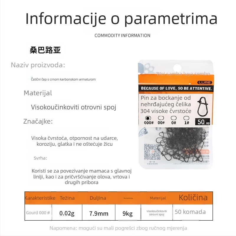 Gvozdeni ojačani spojnik za ribolovne mamce s brzim otpuštanjem (Model F98HSM56HJMH99)