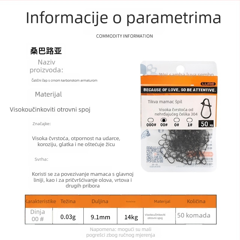 Gvozdeni ojačani spojnik za ribolovne mamce s brzim otpuštanjem (Model F98HSM56HJMH99)