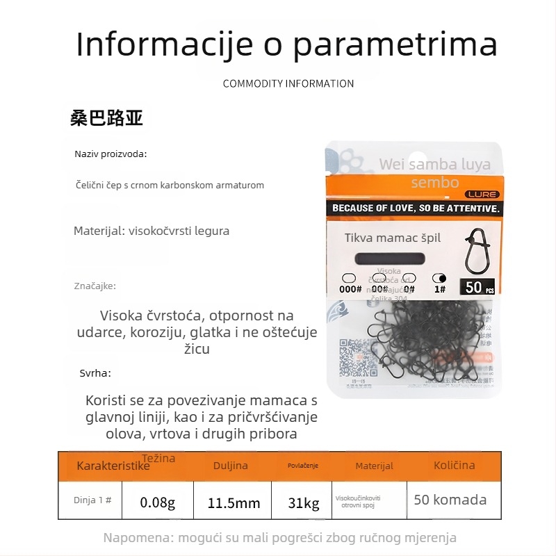 Gvozdeni ojačani spojnik za ribolovne mamce s brzim otpuštanjem (Model F98HSM56HJMH99)