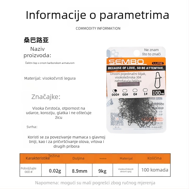 Gvozdeni ojačani spojnik za ribolovne mamce s brzim otpuštanjem (Model F98HSM56HJMH99)