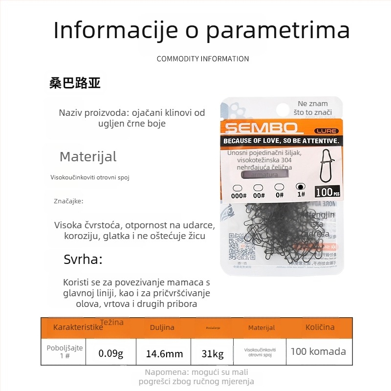 Gvozdeni ojačani spojnik za ribolovne mamce s brzim otpuštanjem (Model F98HSM56HJMH99)