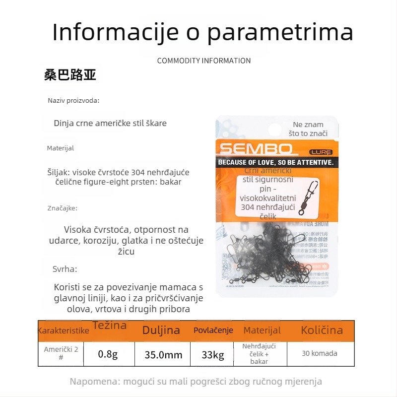 Gvozdeni ojačani spojnik za ribolovne mamce s brzim otpuštanjem (Model F98HSM56HJMH99)