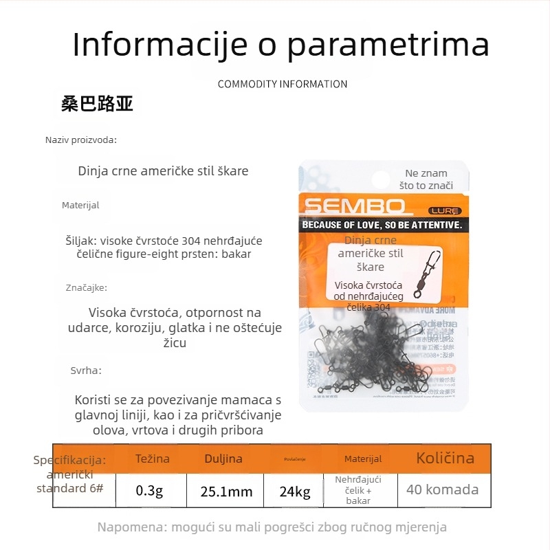 Gvozdeni ojačani spojnik za ribolovne mamce s brzim otpuštanjem (Model F98HSM56HJMH99)