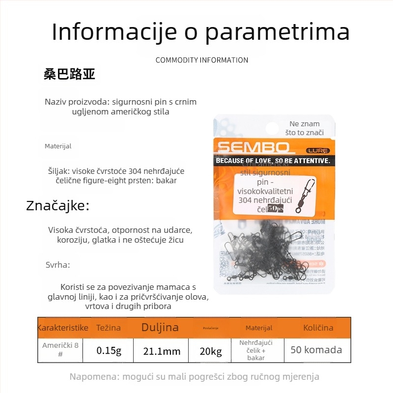 Gvozdeni ojačani spojnik za ribolovne mamce s brzim otpuštanjem (Model F98HSM56HJMH99)