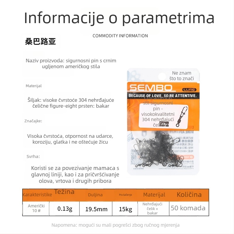 Gvozdeni ojačani spojnik za ribolovne mamce s brzim otpuštanjem (Model F98HSM56HJMH99)