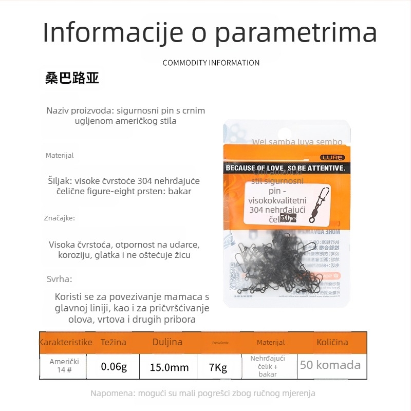 Gvozdeni ojačani spojnik za ribolovne mamce s brzim otpuštanjem (Model F98HSM56HJMH99)