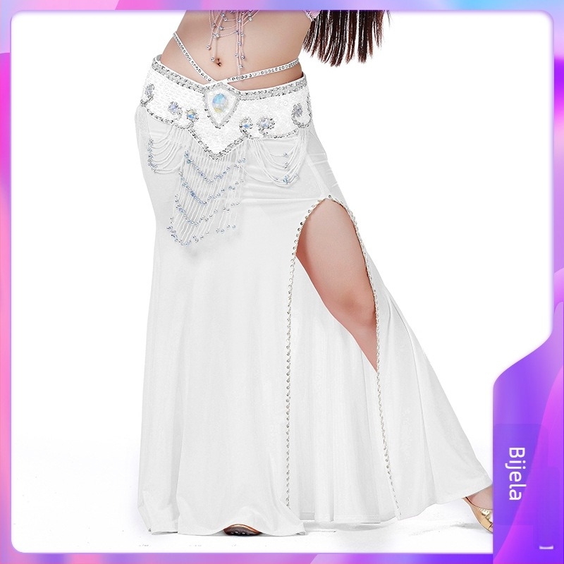 Suknja za ples trbuha s perlicama i vezom, Crystal Cotton tkanina, 100% poliester, za odrasle žene