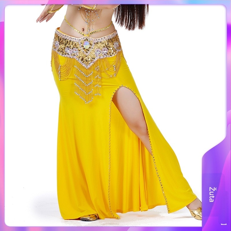 Suknja za ples trbuha s perlicama i vezom, Crystal Cotton tkanina, 100% poliester, za odrasle žene