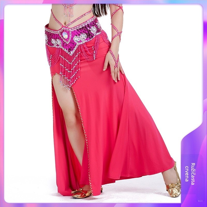 Suknja za ples trbuha s perlicama i vezom, Crystal Cotton tkanina, 100% poliester, za odrasle žene