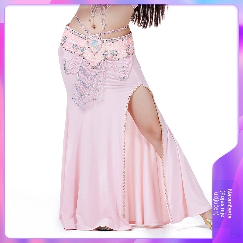 Suknja za ples trbuha s perlicama i vezom, Crystal Cotton tkanina, 100% poliester, za odrasle žene