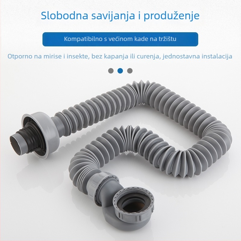 Izvlačna odvodna cijev za kadu s zaštitom od mirisa i štetnika – za kadu i tuš; CE certifikat; materijal: Drugo; broj certifikata: Drugo; ugradnja: Nije pružena
