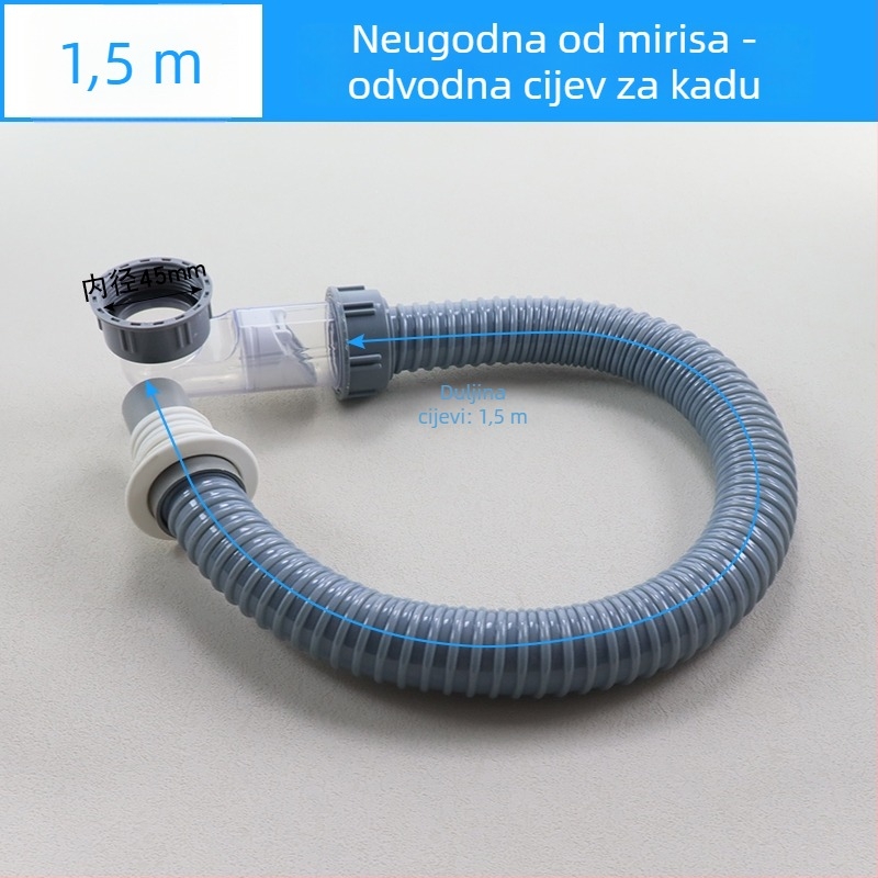 Izvlačna odvodna cijev za kadu s zaštitom od mirisa i štetnika – za kadu i tuš; CE certifikat; materijal: Drugo; broj certifikata: Drugo; ugradnja: Nije pružena